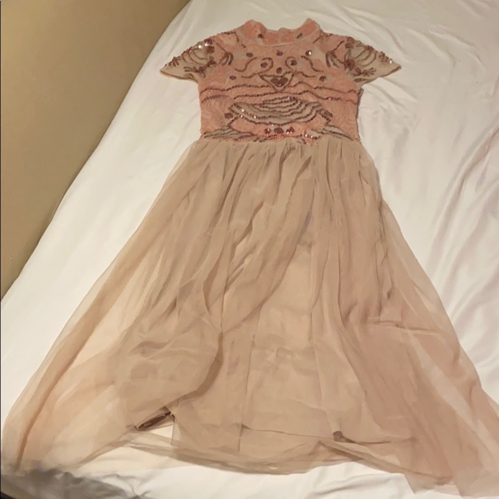 Cute nude and pink tea length dress